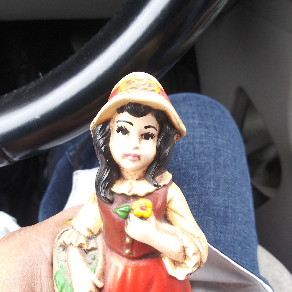 Vintage ceramic doll hand painted 5" tall
